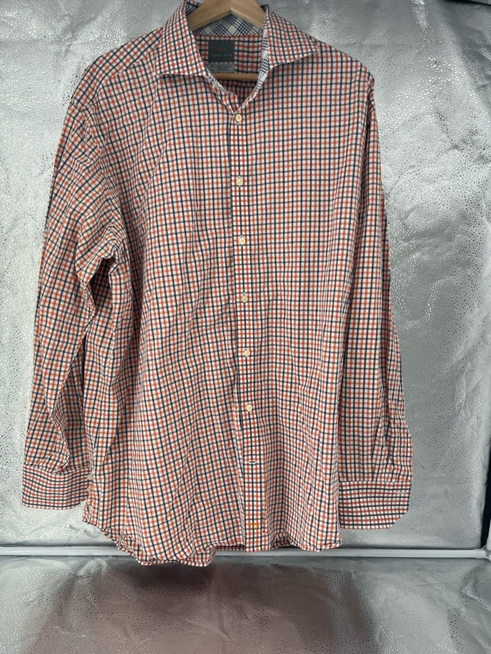 Thomas Dean Men's Long Sleeve Pima Cotton Plaid Button Down Shirt XXL Office